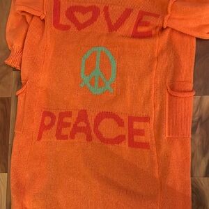 Orange Love & Peace duster cardigan